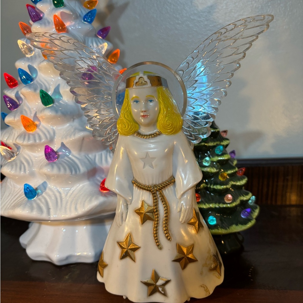 Vintage MCM 1950’s Angel Figurine with Gold Stars
